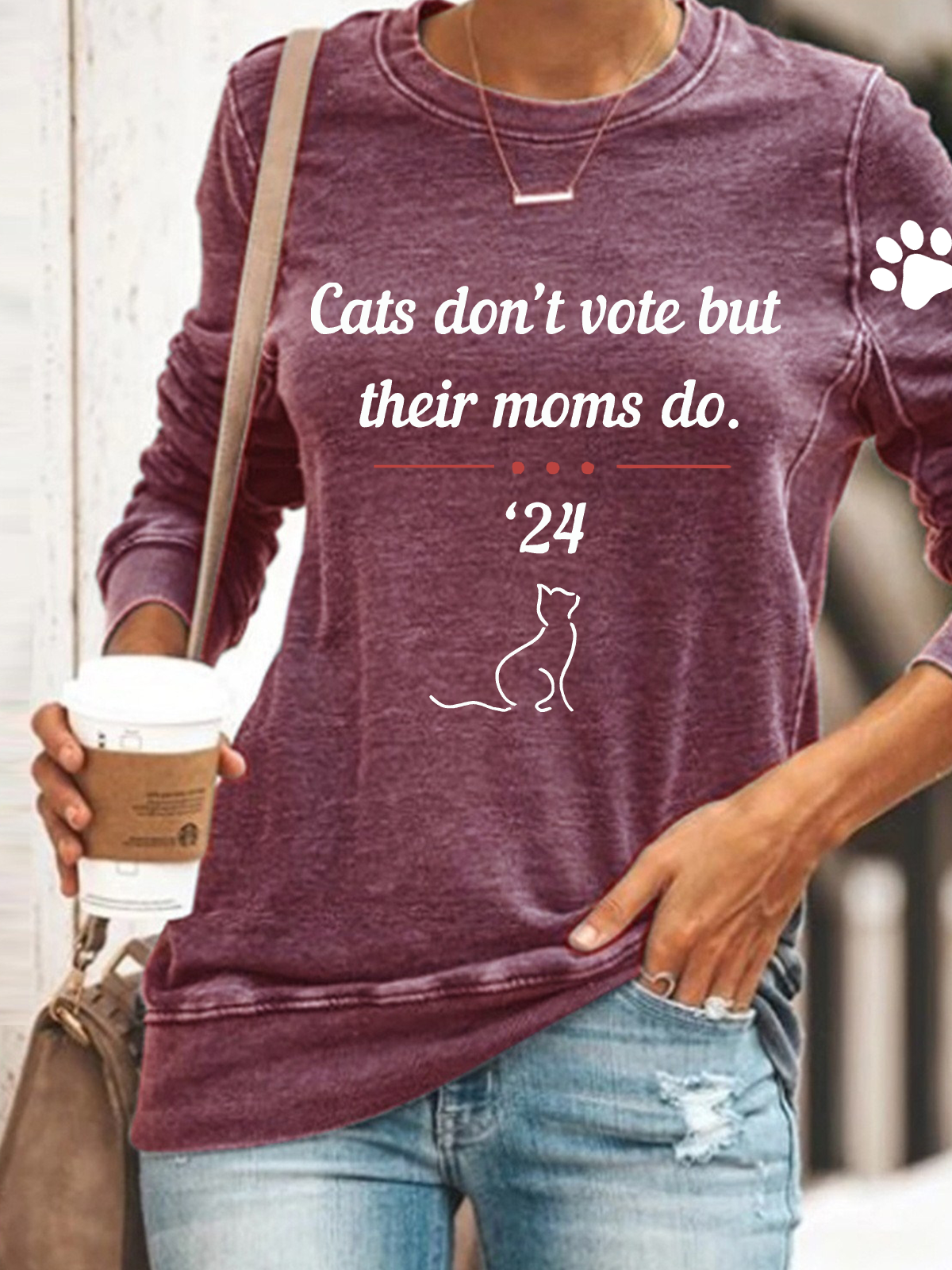 Cats Dont Vote But Their Moms Do Casual Sweatshirt