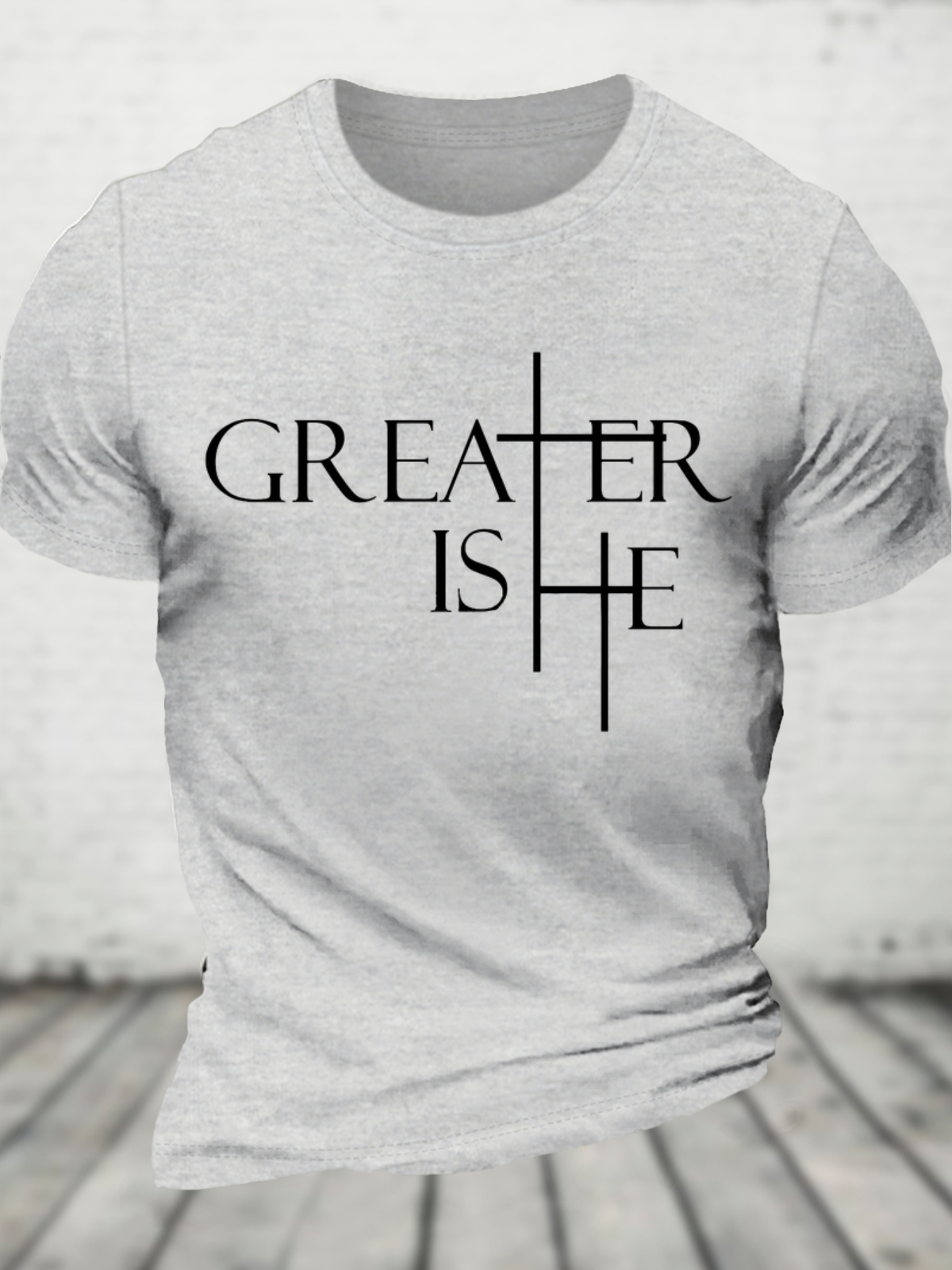 Greater Is He Cross Cotton T-Shirt