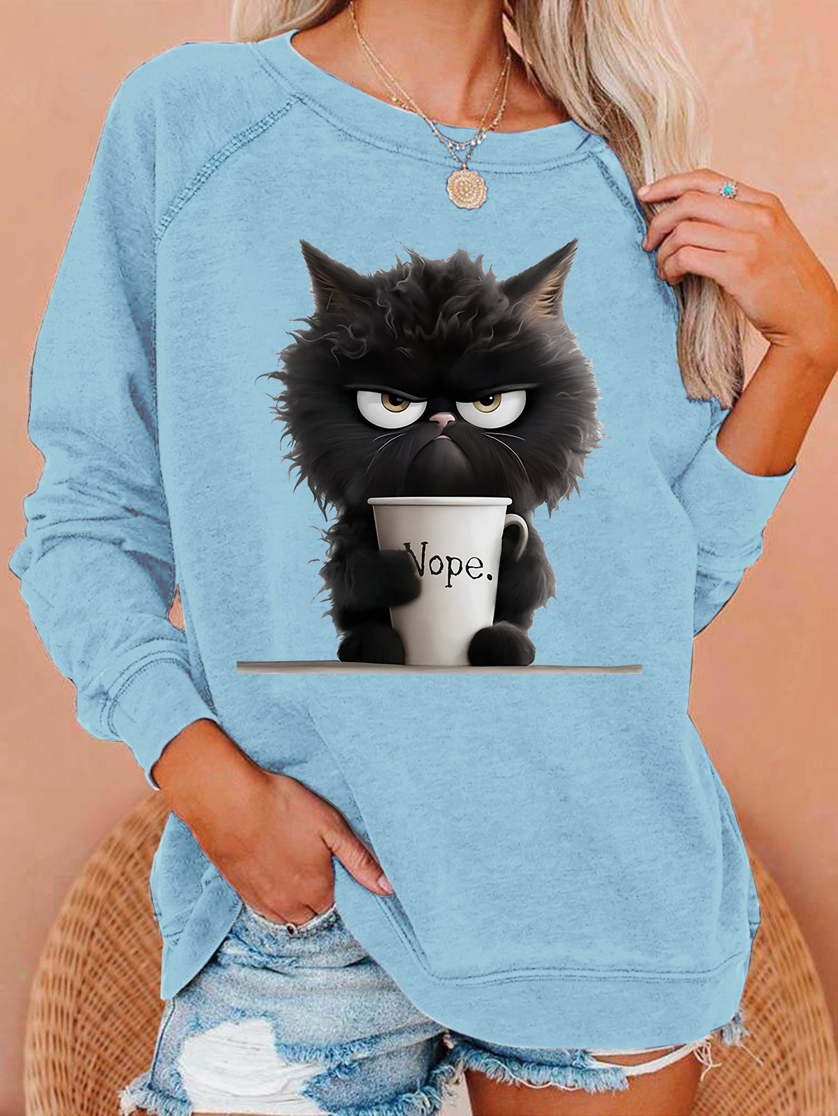 Funny Cat Nope Casual Sweatshirt