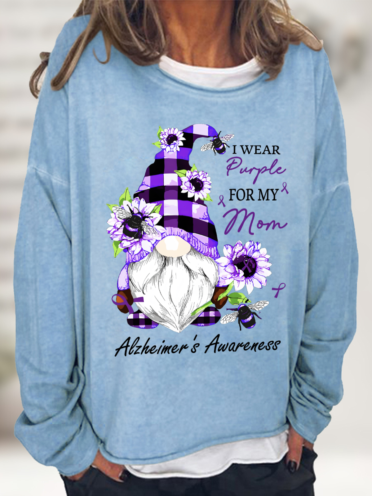 Wear Purpley For My For My Mom Alzheimer's Awareness Casual Sweatshirt