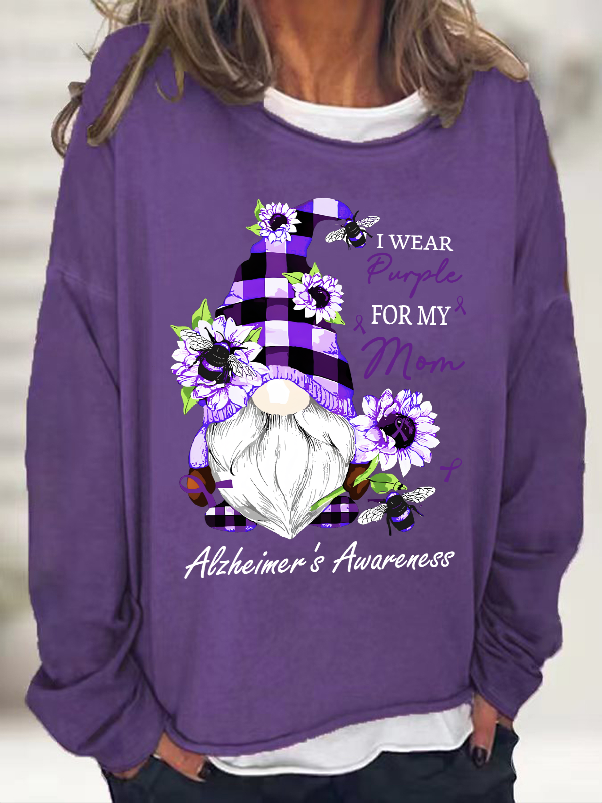 Wear Purpley For My For My Mom Alzheimer's Awareness Casual Sweatshirt