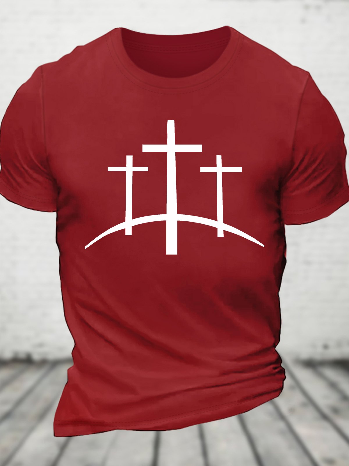 Retro Distressed Rolled Design Faith Print Cotton T-shirt