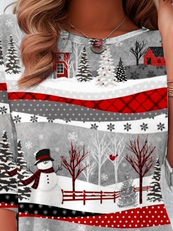 Christmas Snowman Design Casual T-Shirt