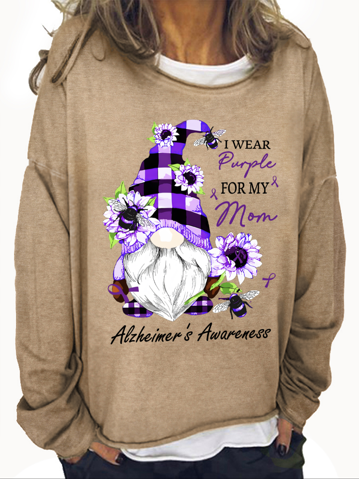 Wear Purpley For My For My Mom Alzheimer's Awareness Casual Sweatshirt