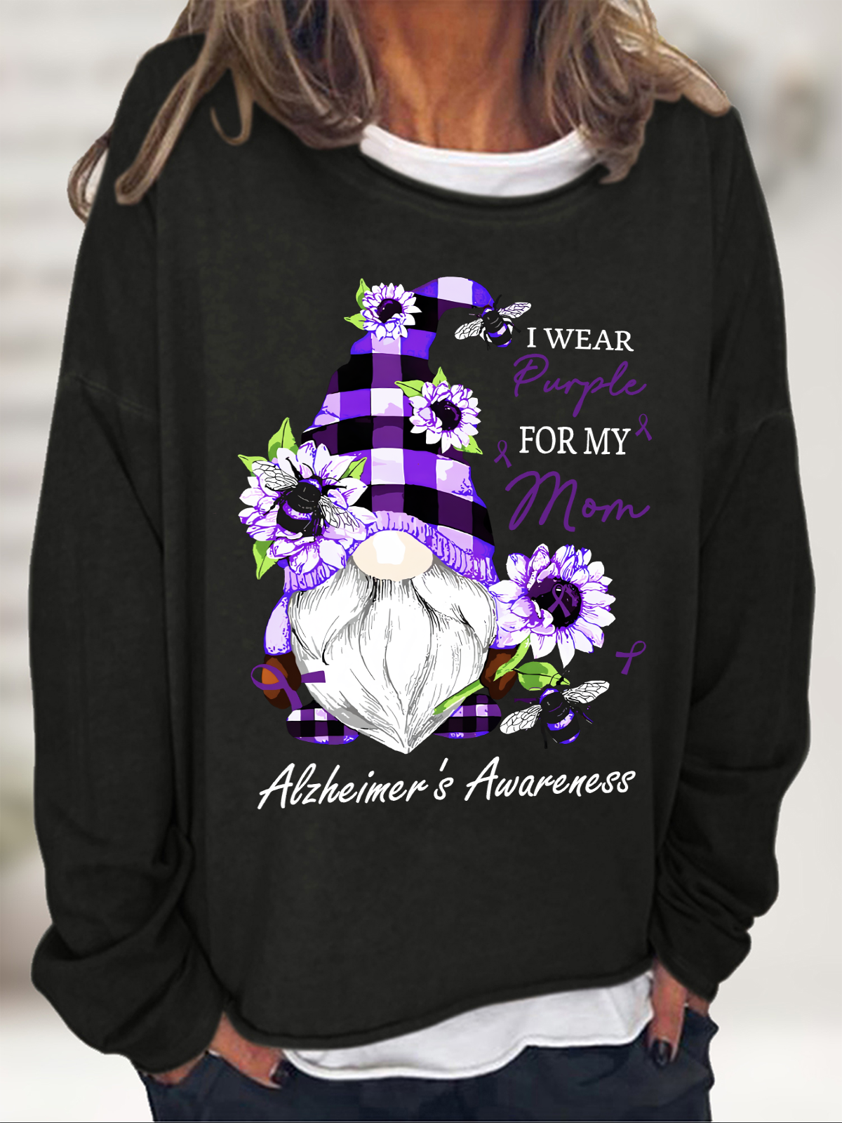 Wear Purpley For My For My Mom Alzheimer's Awareness Casual Sweatshirt