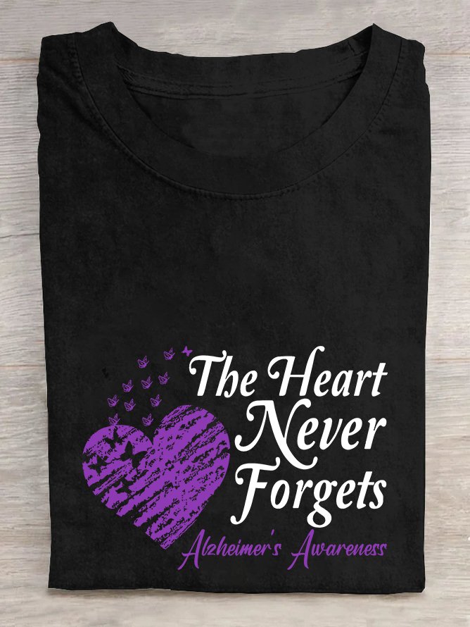 Alzheimer's Awareness The Heart Never Forgets  Cotton T-shirt