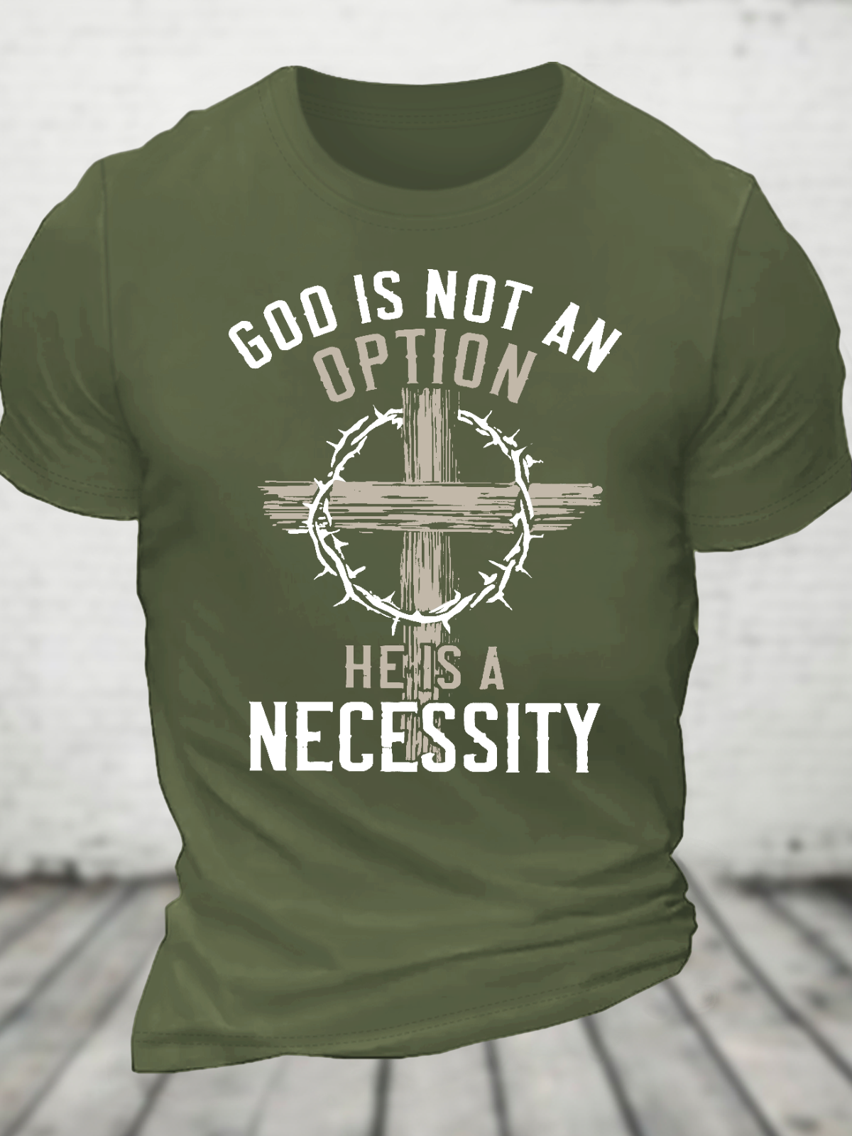 God Is Not An Option He Is A Necessity Cotton T-Shirt