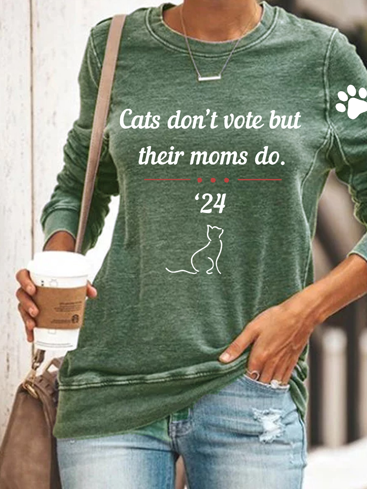 Cats Dont Vote But Their Moms Do Casual Sweatshirt