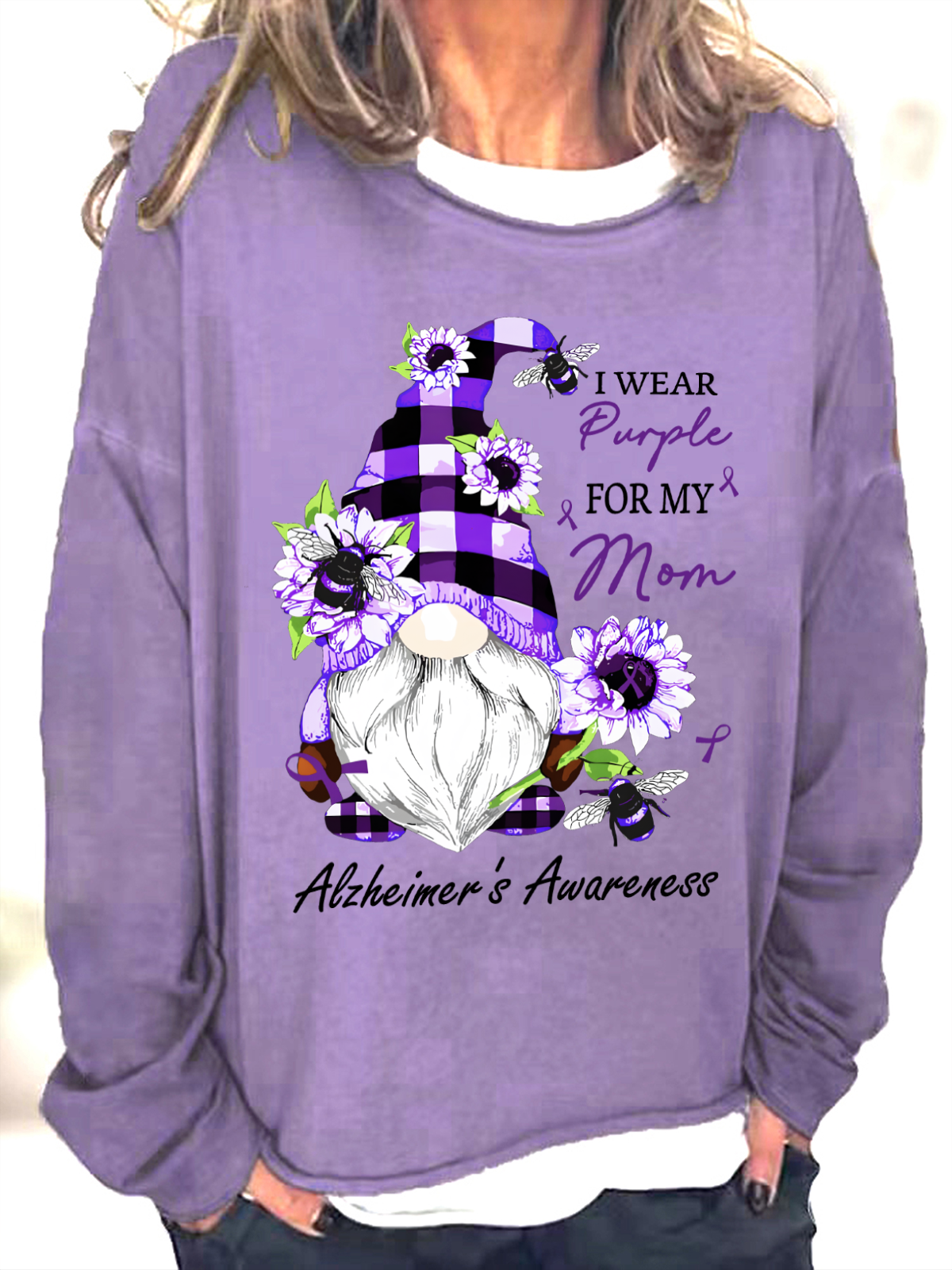 Wear Purpley For My For My Mom Alzheimer's Awareness Casual Sweatshirt