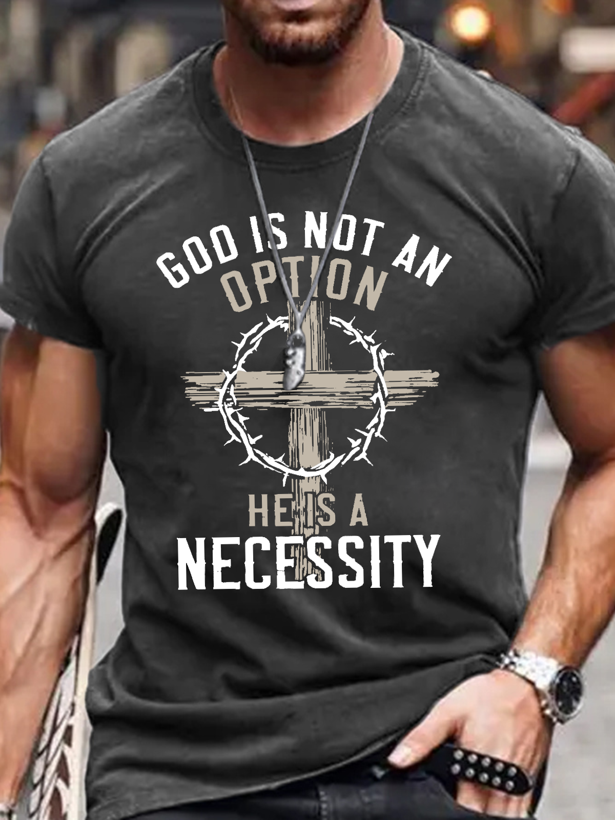 God Is Not An Option He Is A Necessity Cotton T-Shirt