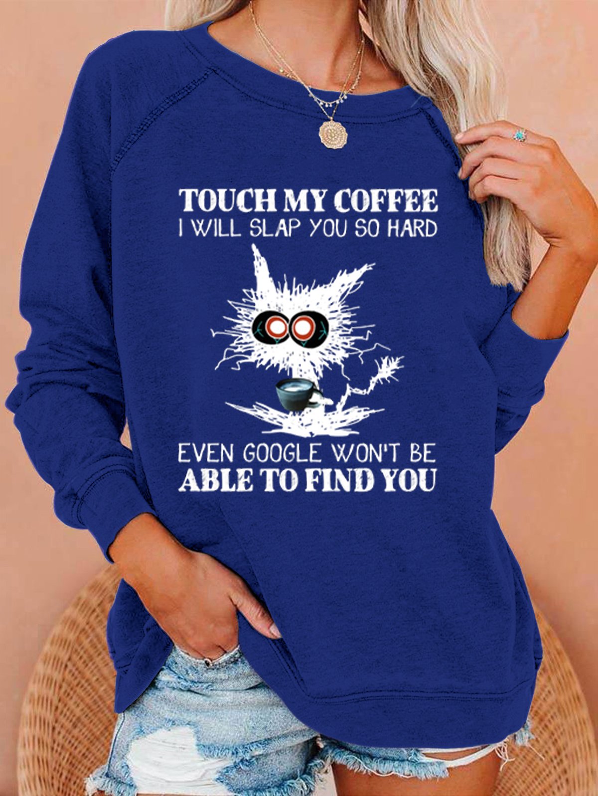 Funny Coffee Black Cat Casual Sweatshirt