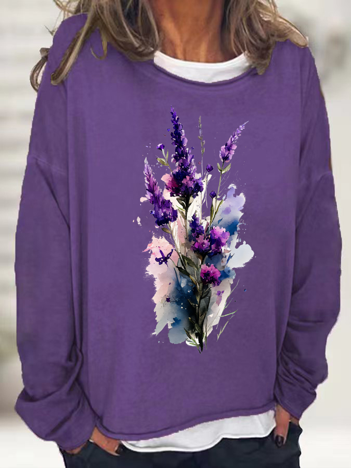 Purple Flower Alzheimer's Awareness Casual Sweatshirt