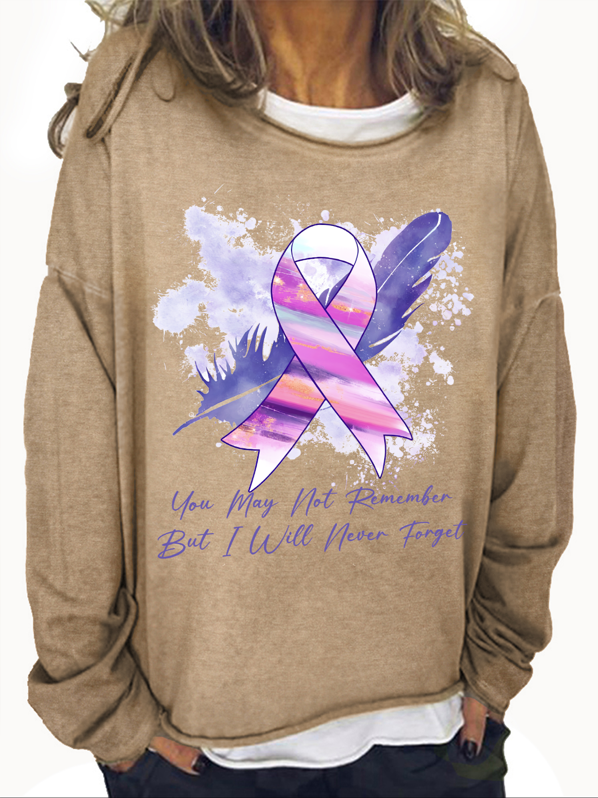 You May Not Remember But I Will Never Forget, Alzheimer Awareness Casual Sweatshirt