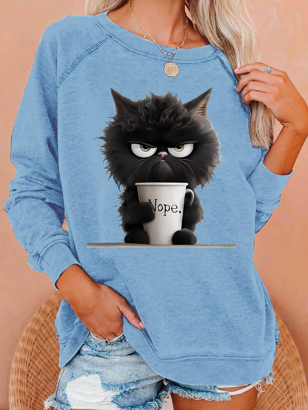 Funny Cat Nope Casual Sweatshirt