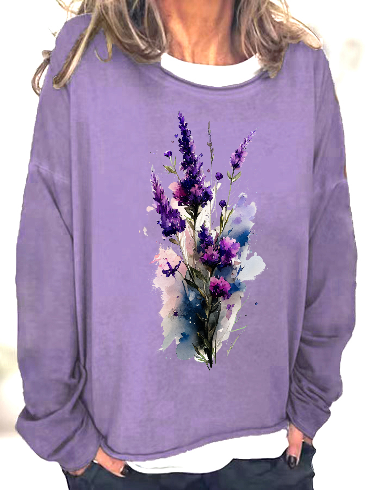 Purple Flower Alzheimer's Awareness Casual Sweatshirt