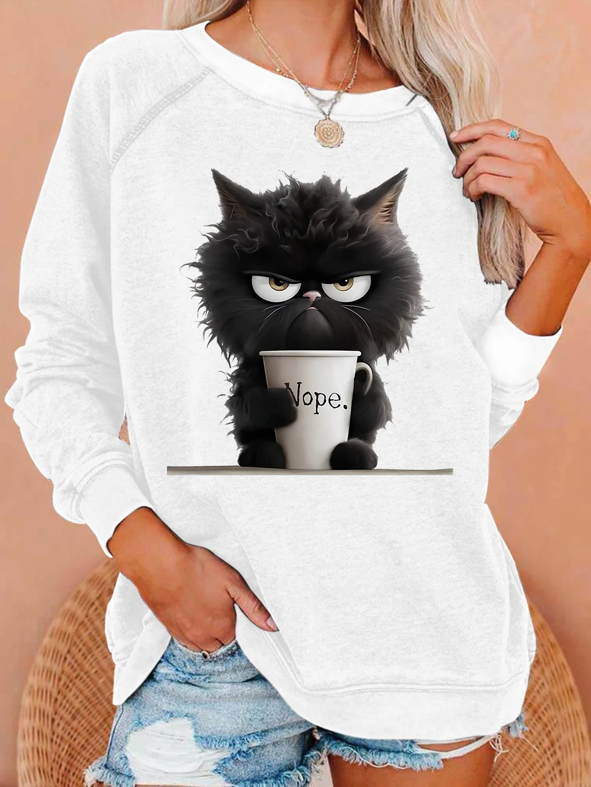 Funny Cat Nope Casual Sweatshirt