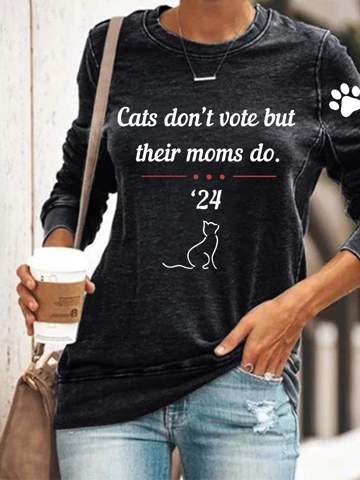 Cats Dont Vote But Their Moms Do Casual Sweatshirt