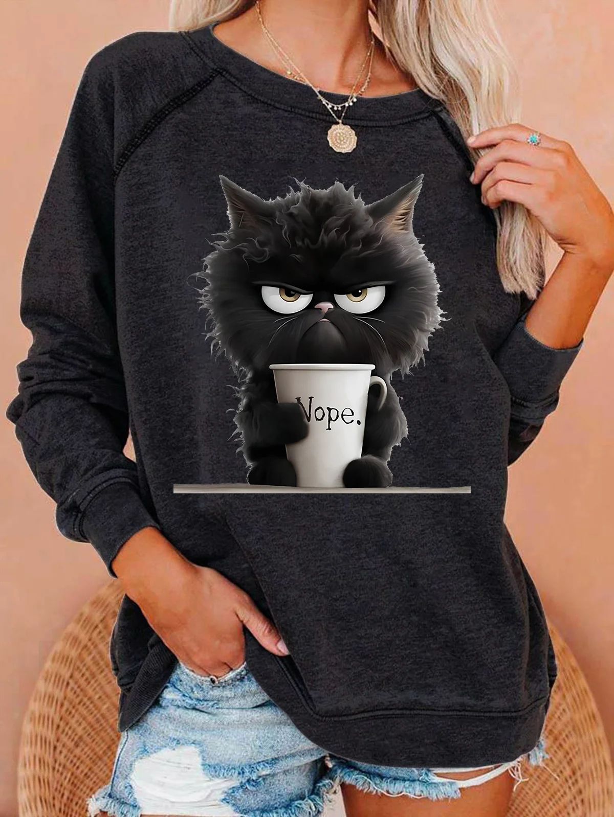 Funny Cat Nope Casual Sweatshirt