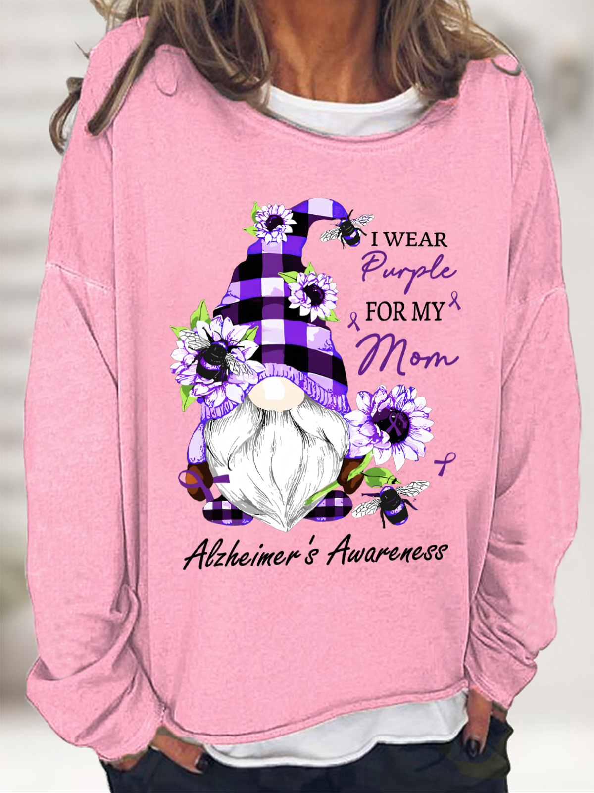 Wear Purpley For My For My Mom Alzheimer's Awareness Casual Sweatshirt