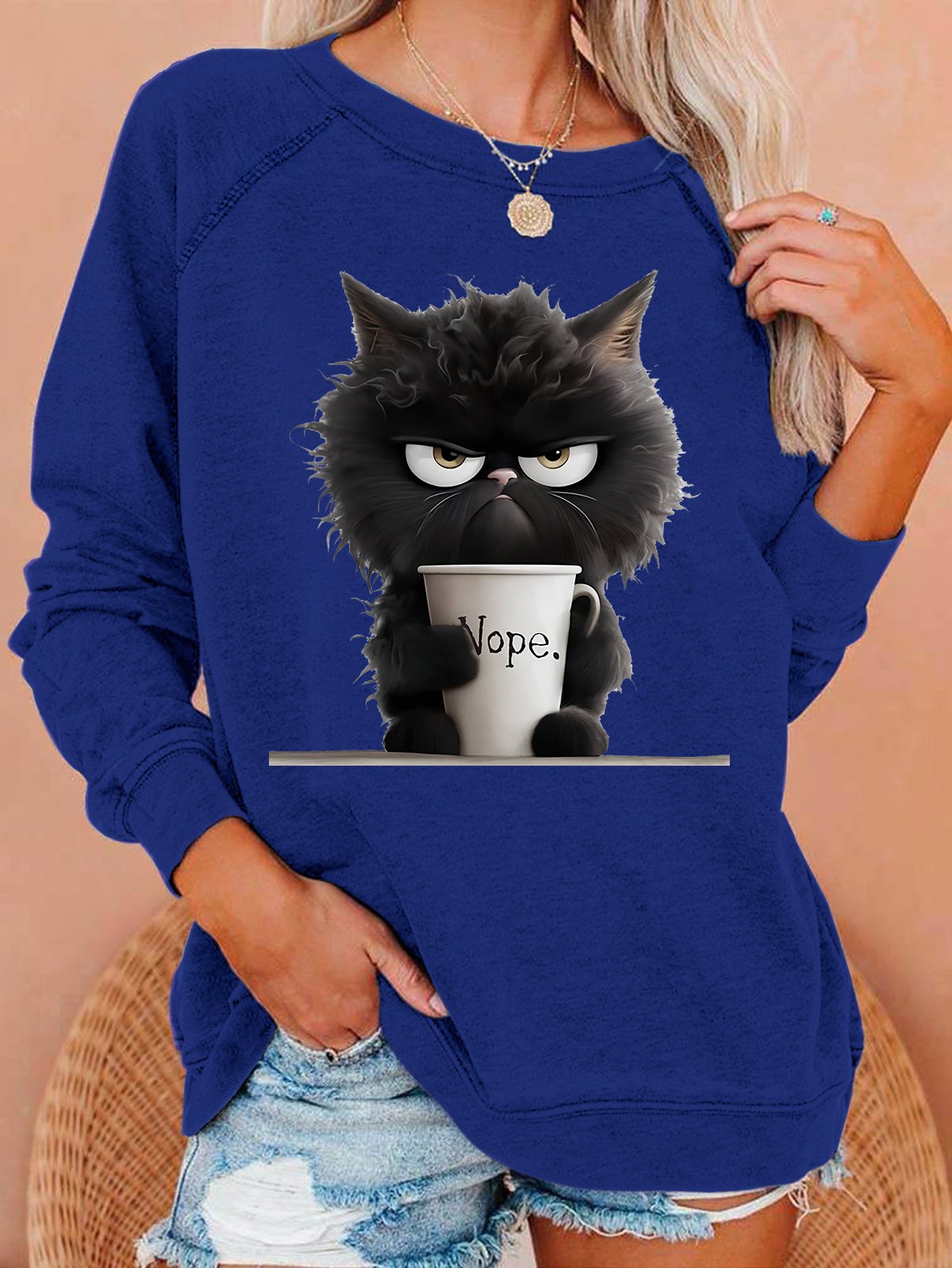 Funny Cat Nope Casual Sweatshirt