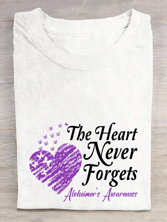 Alzheimer's Awareness The Heart Never Forgets  Cotton T-shirt