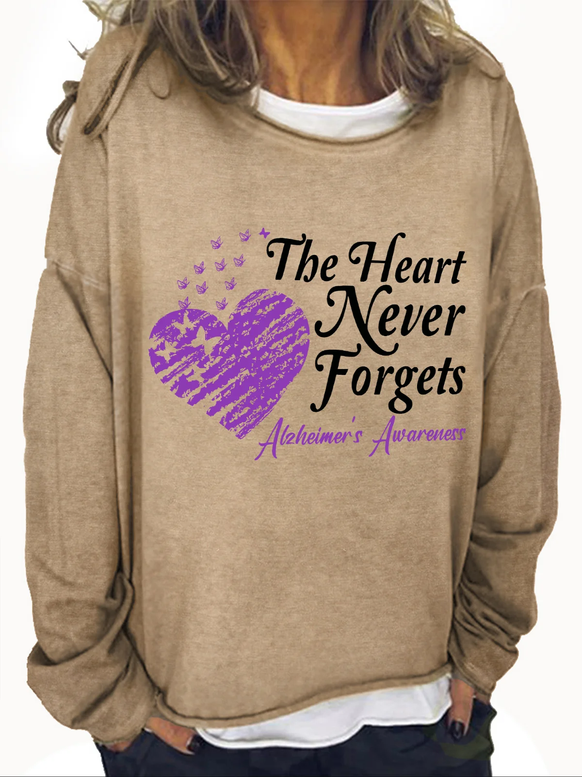 Alzheimer's Awareness The Heart Never Forgets Casual Sweatshirt