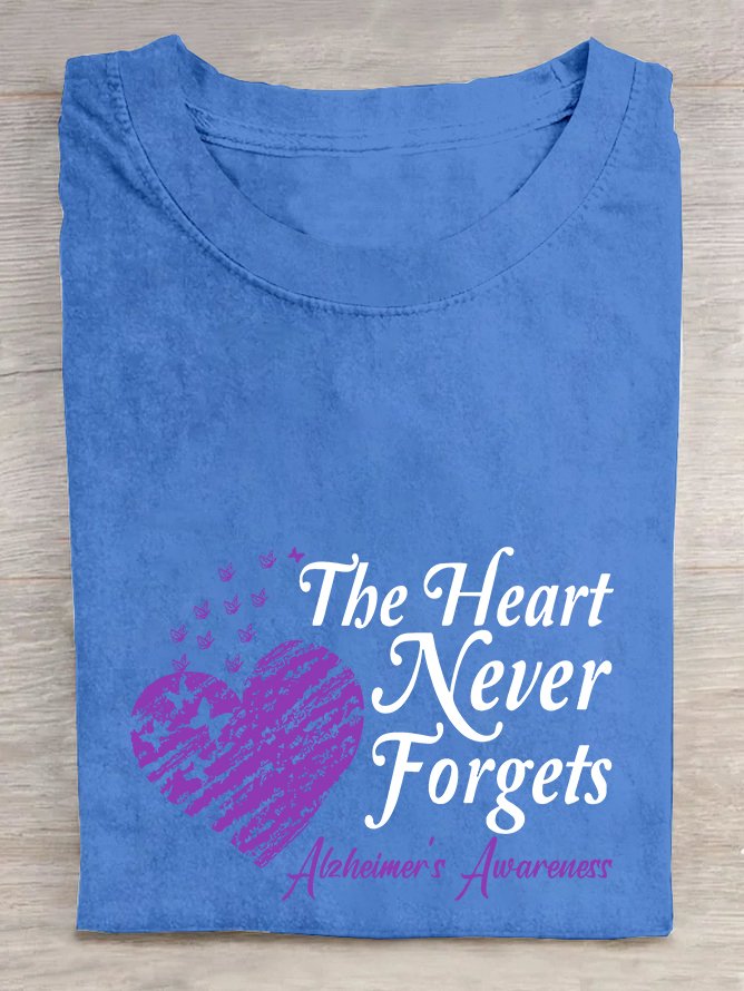 Alzheimer's Awareness The Heart Never Forgets  Cotton T-shirt