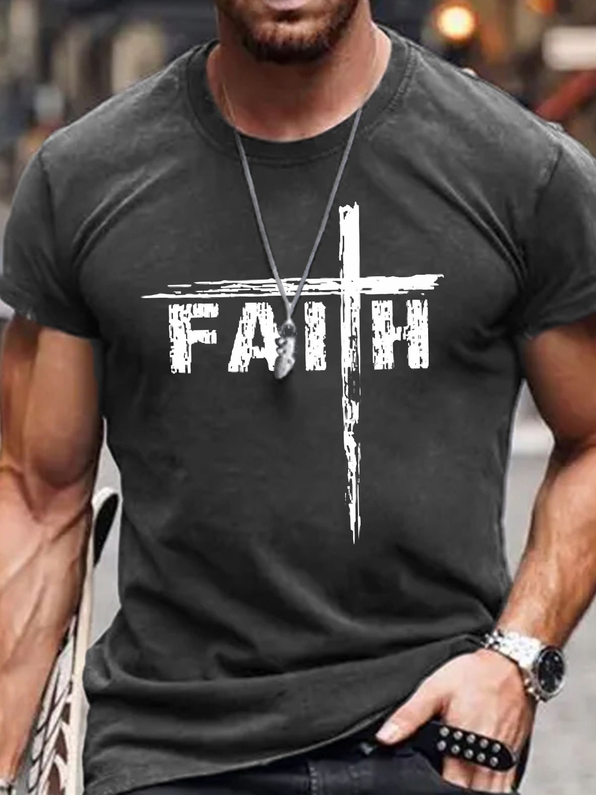 Faith Cross Cotton T-Shirt