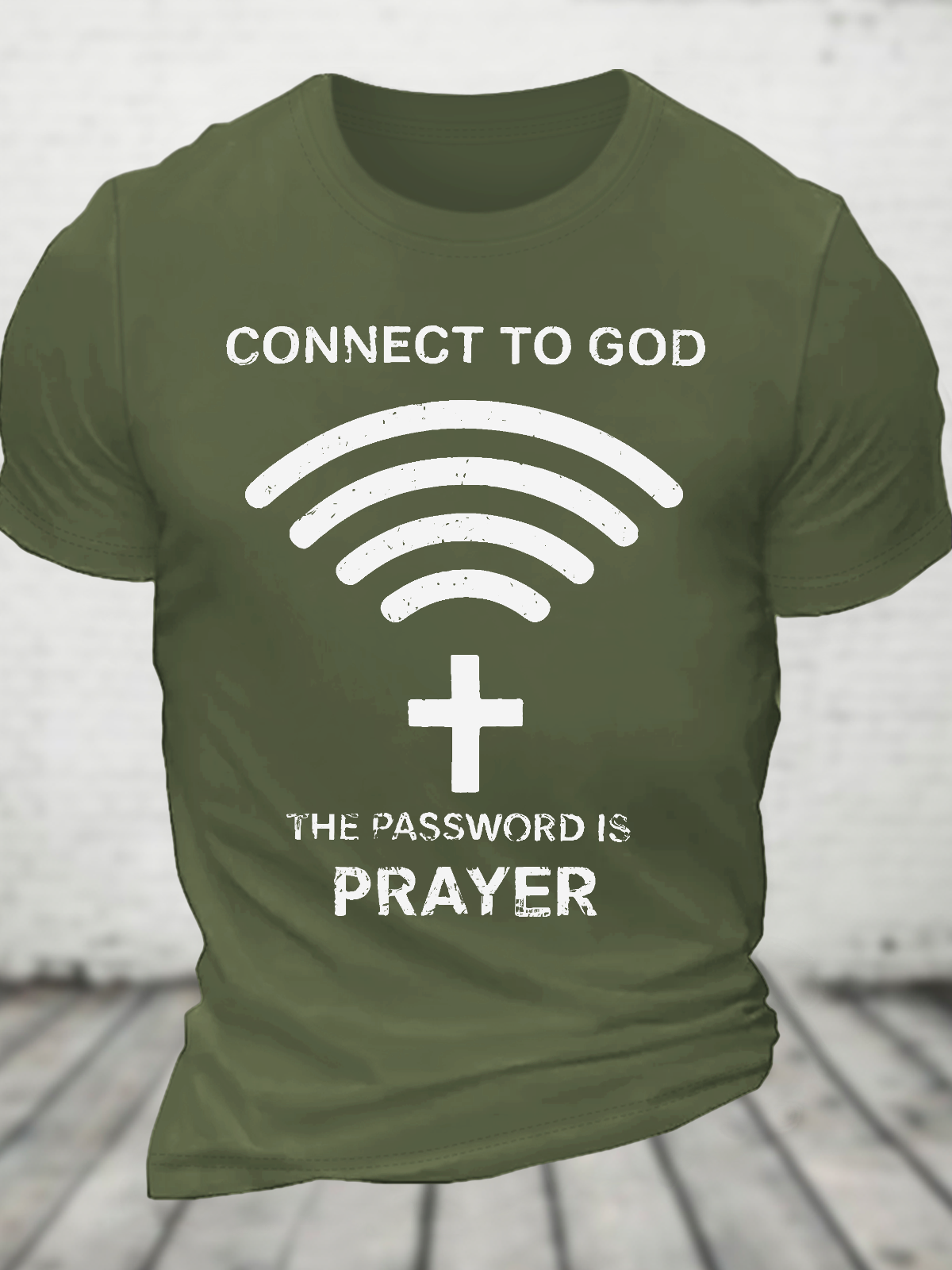 Connect To God Vintage Faith Print Cotton T-Shirt