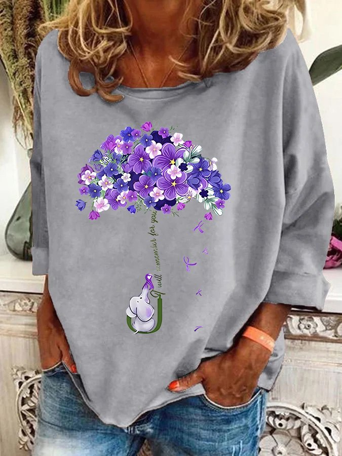 Women's I Will Remember For You Dementia Alzheimer's Disease Awareness Print Casual Sweatshirt