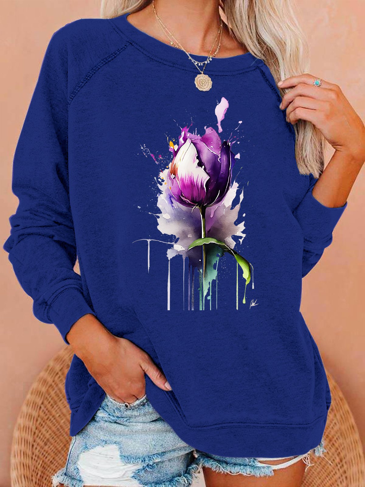 Purple flower Alzheimer's Awareness Casual Sweatshirt