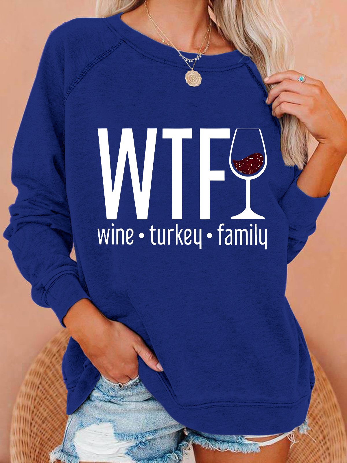 WTF Wine Turkey Family Casual Sweatshirt