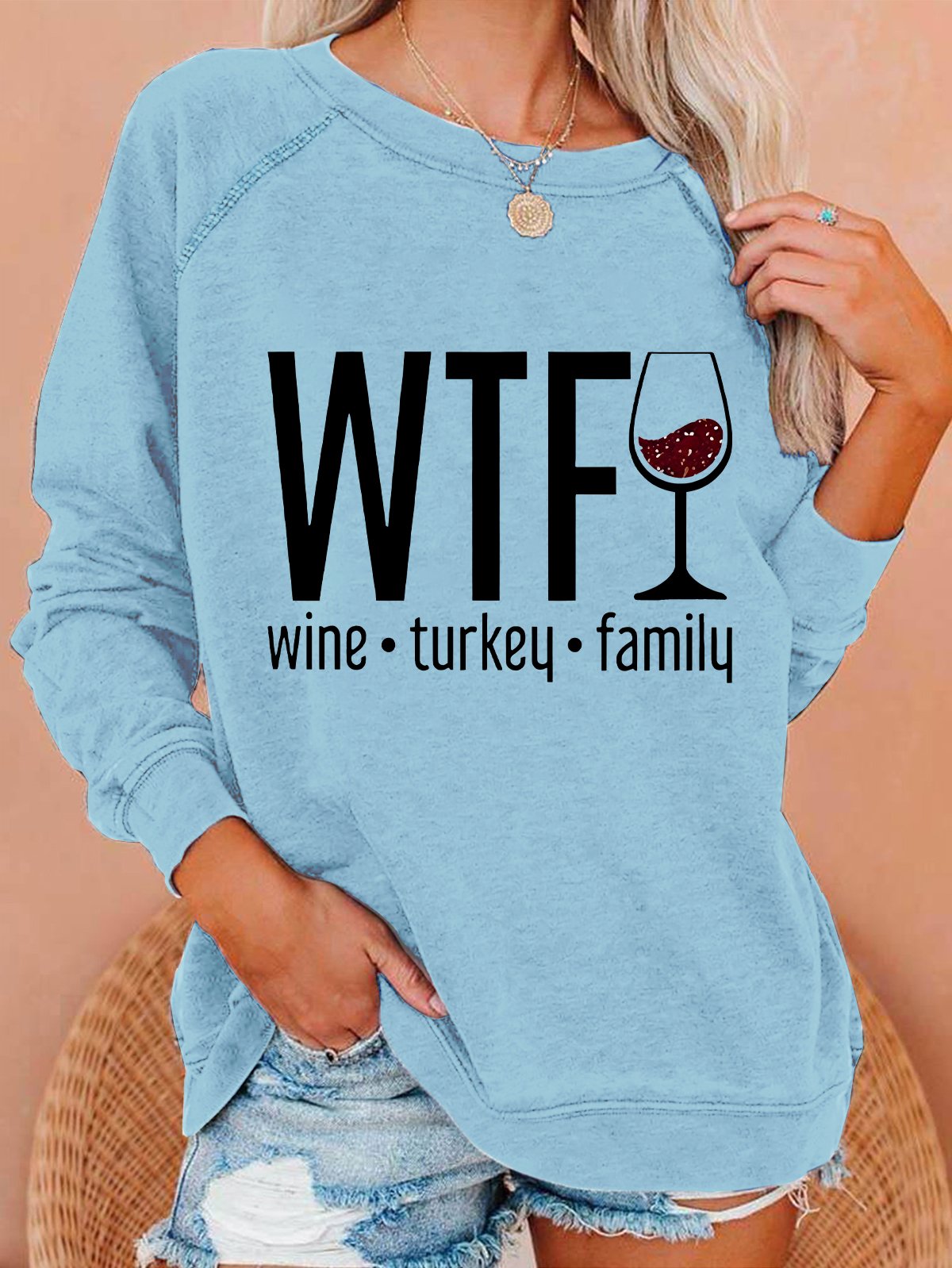 WTF Wine Turkey Family Casual Sweatshirt