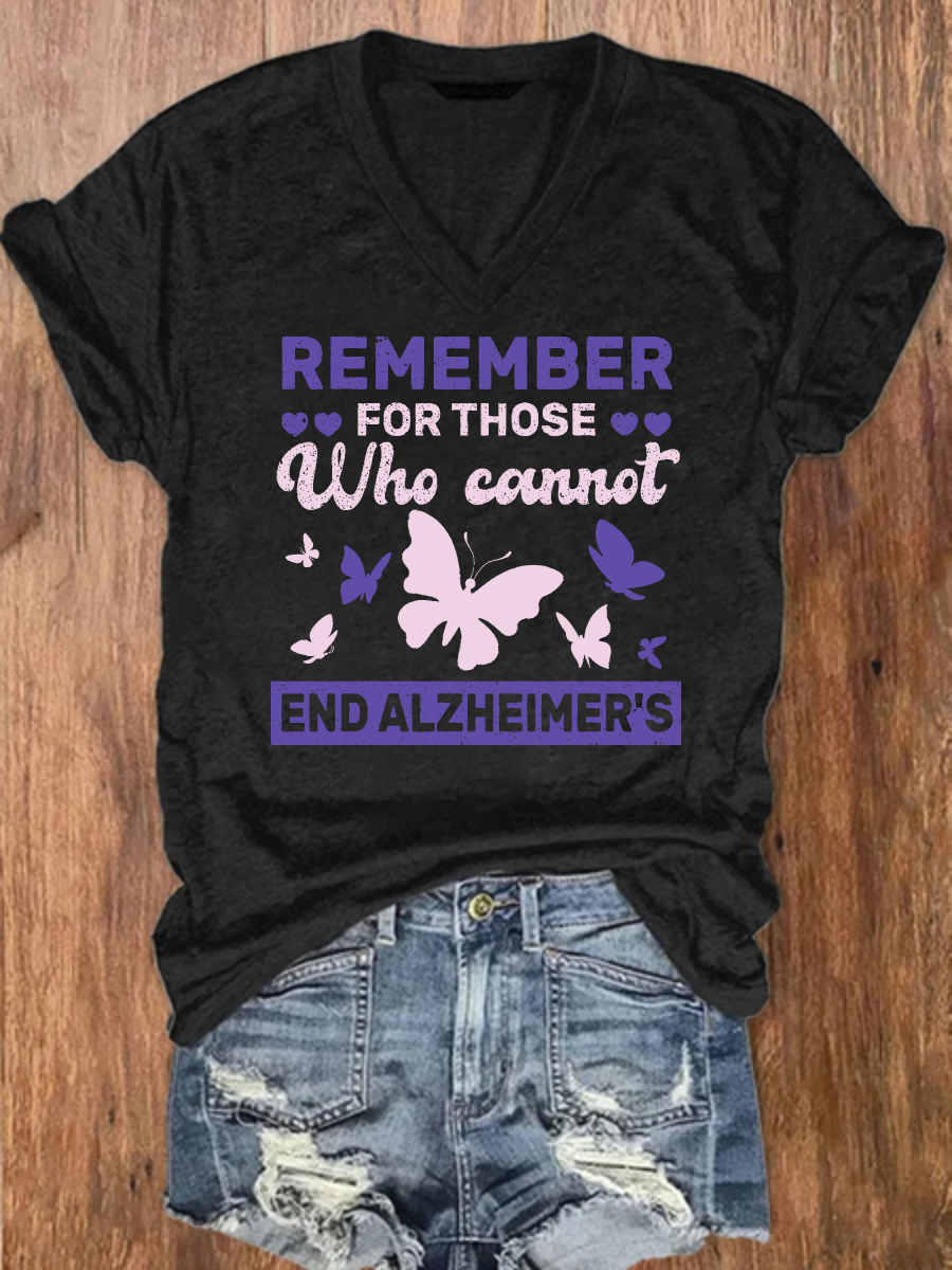 REMEMBER ❤ FOR THOSE Who cannot END ALZHEIMER'S Loose Simple Floral T-Shirt