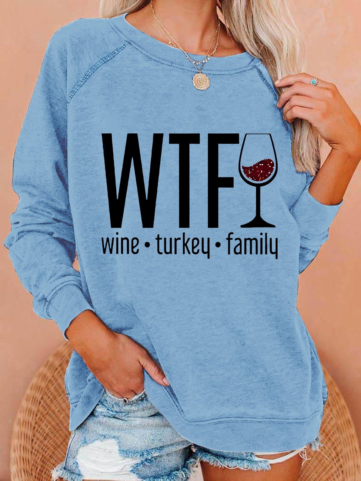 WTF Wine Turkey Family Casual Sweatshirt