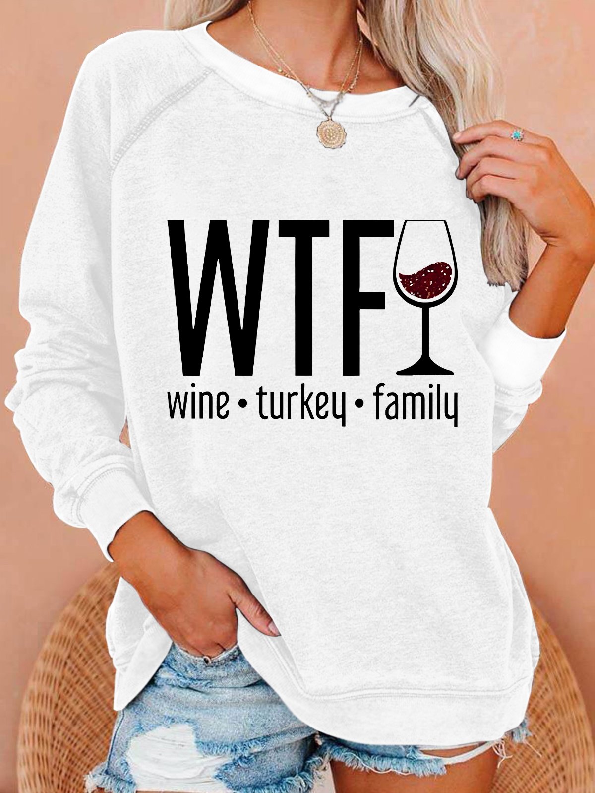 WTF Wine Turkey Family Casual Sweatshirt