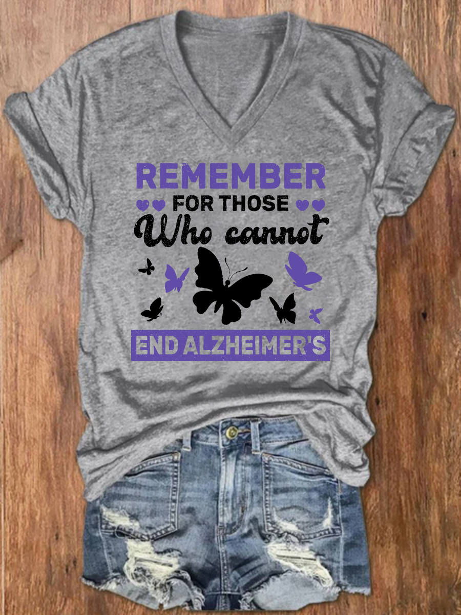 REMEMBER ❤ FOR THOSE Who cannot END ALZHEIMER'S Loose Simple Floral T-Shirt