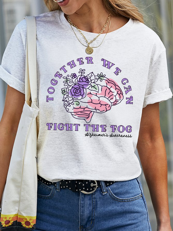 Support Alzheimer's Purple Ribbon  Cotton T-shirt