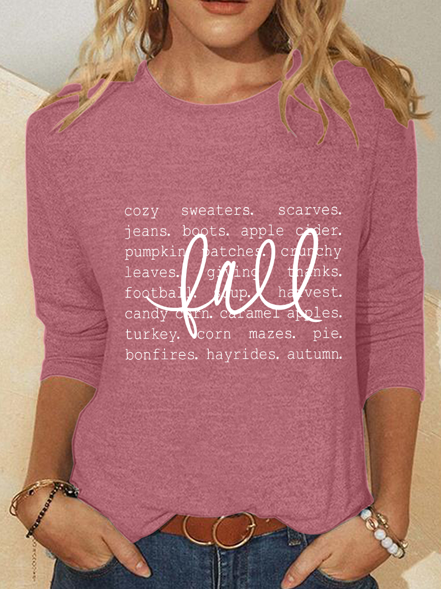 Fall Definition Words Casual Long Sleeve Shirt