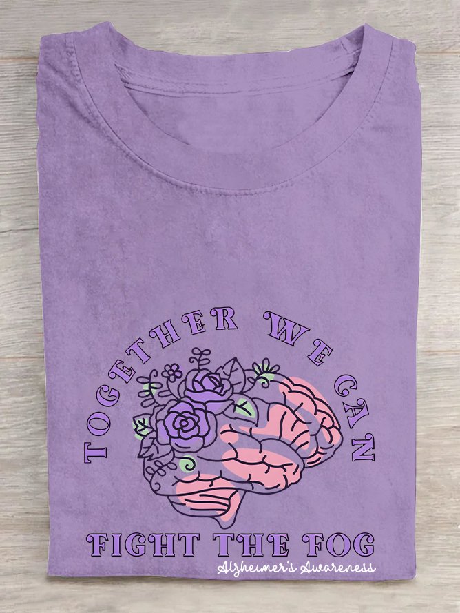 Support Alzheimer's Purple Ribbon  Cotton T-shirt