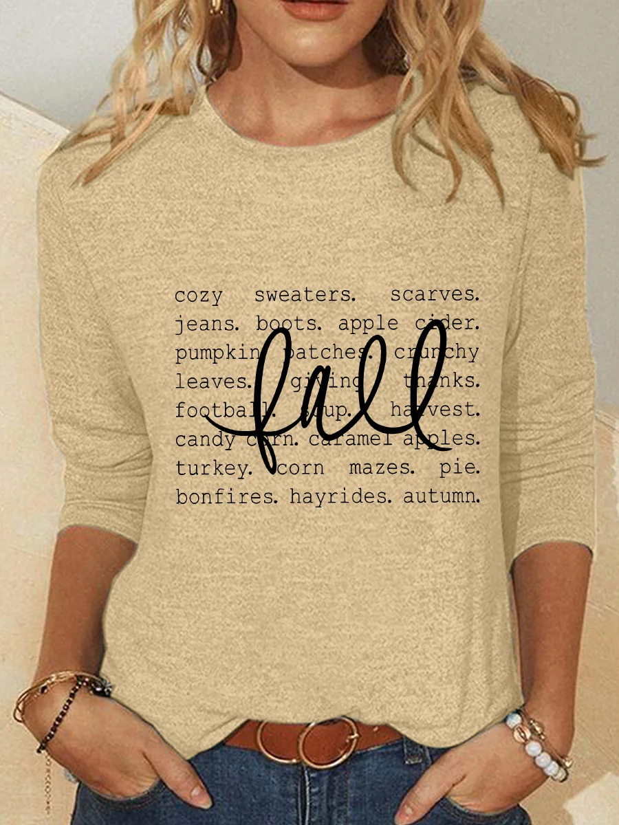 Fall Definition Words Casual Long Sleeve Shirt