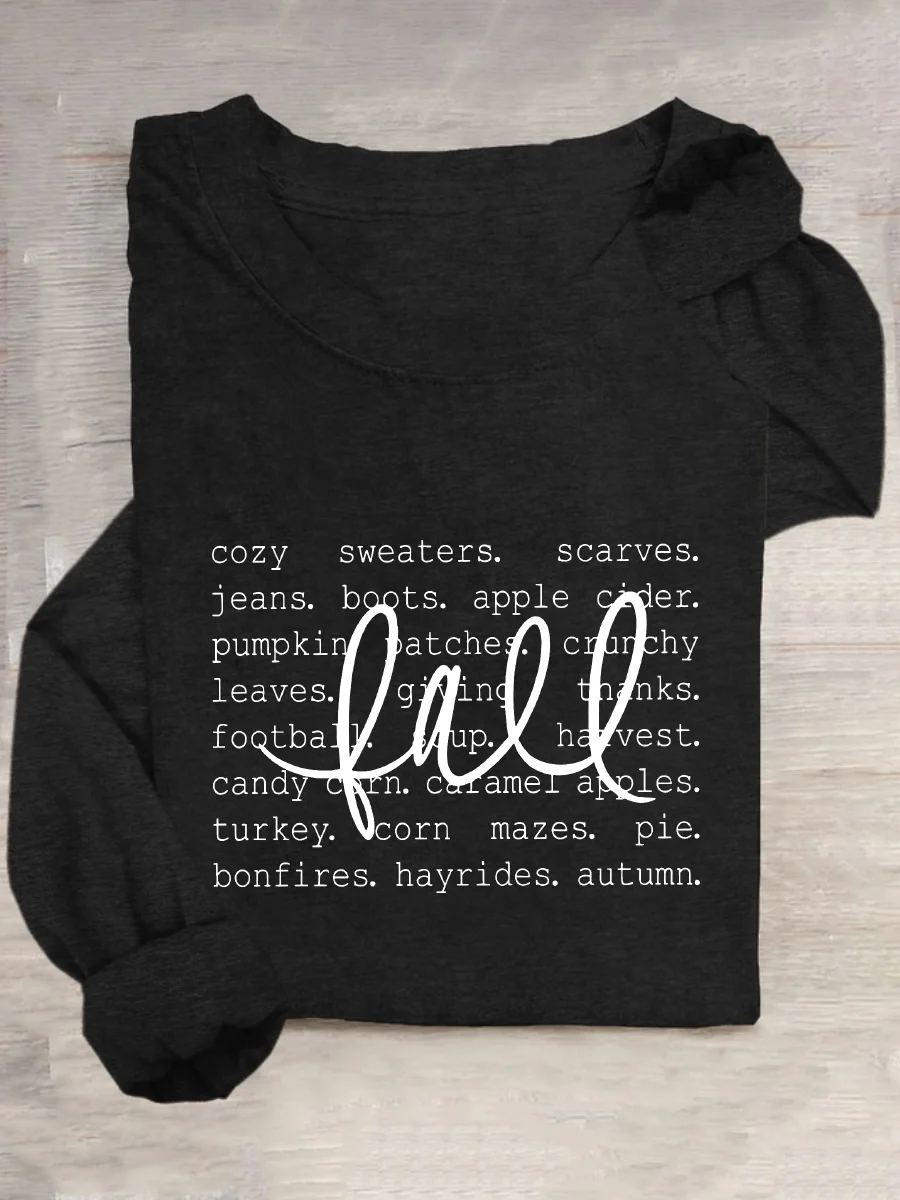 Fall Definition Words Casual Long Sleeve Shirt