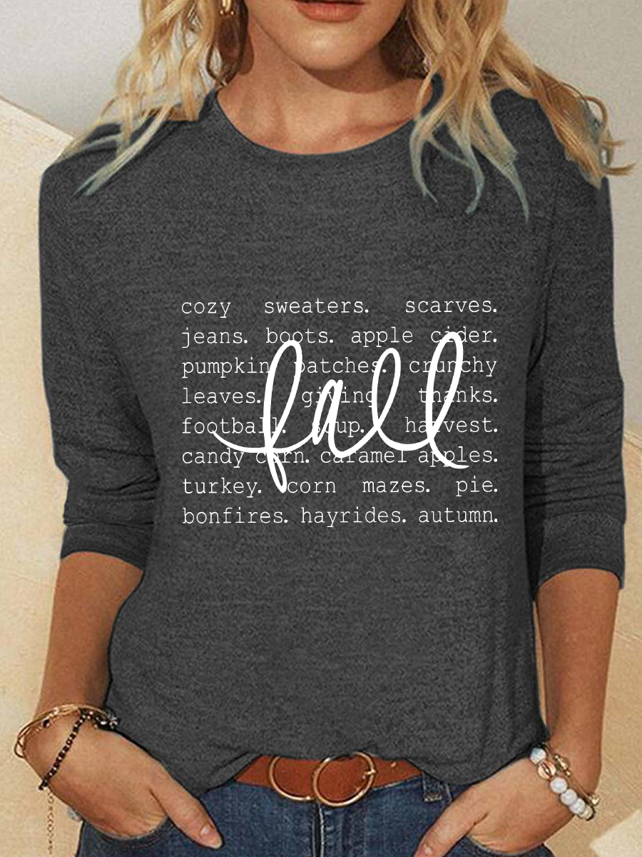 Fall Definition Words Casual Long Sleeve Shirt