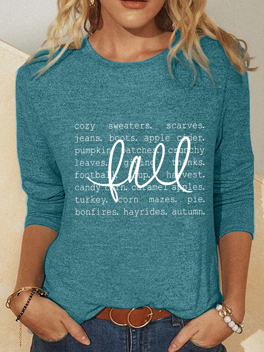 Fall Definition Words Casual Long Sleeve Shirt