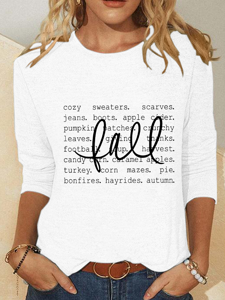 Fall Definition Words Casual Long Sleeve Shirt