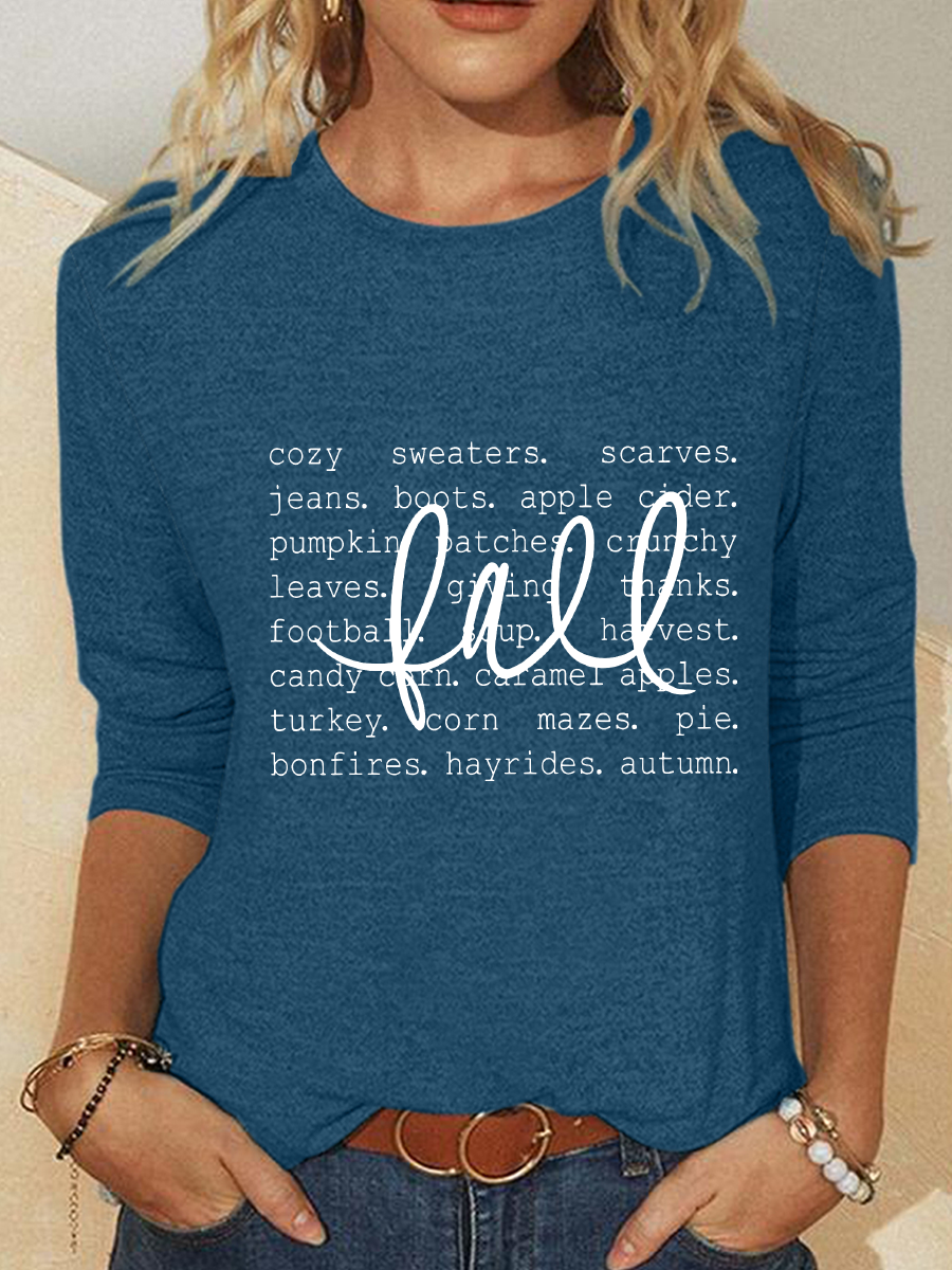 Fall Definition Words Casual Long Sleeve Shirt