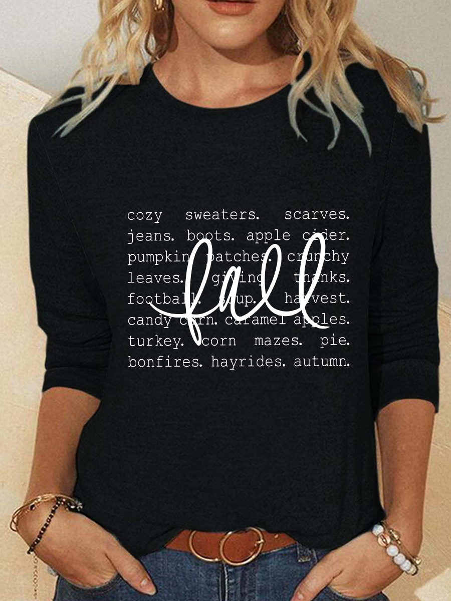 Fall Definition Words Casual Long Sleeve Shirt