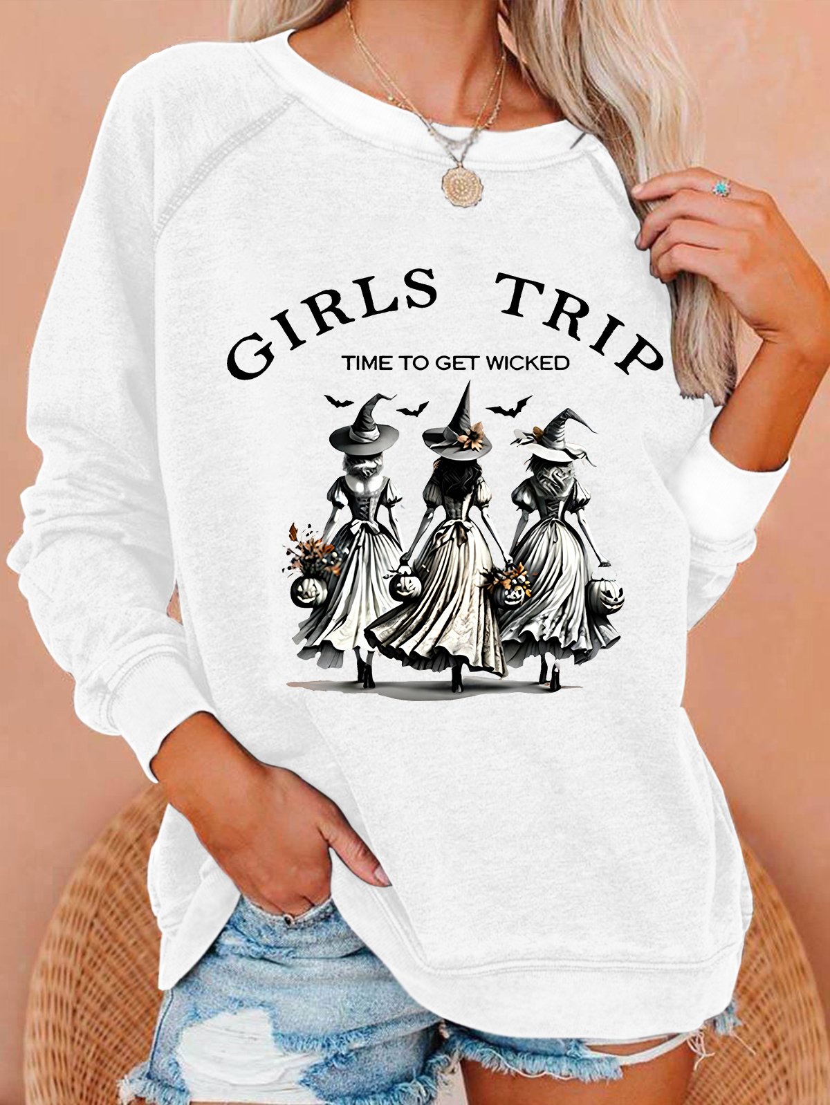 unny Halloween Witch Girls Trip Time To Get Wicked Casual Sweatshirt