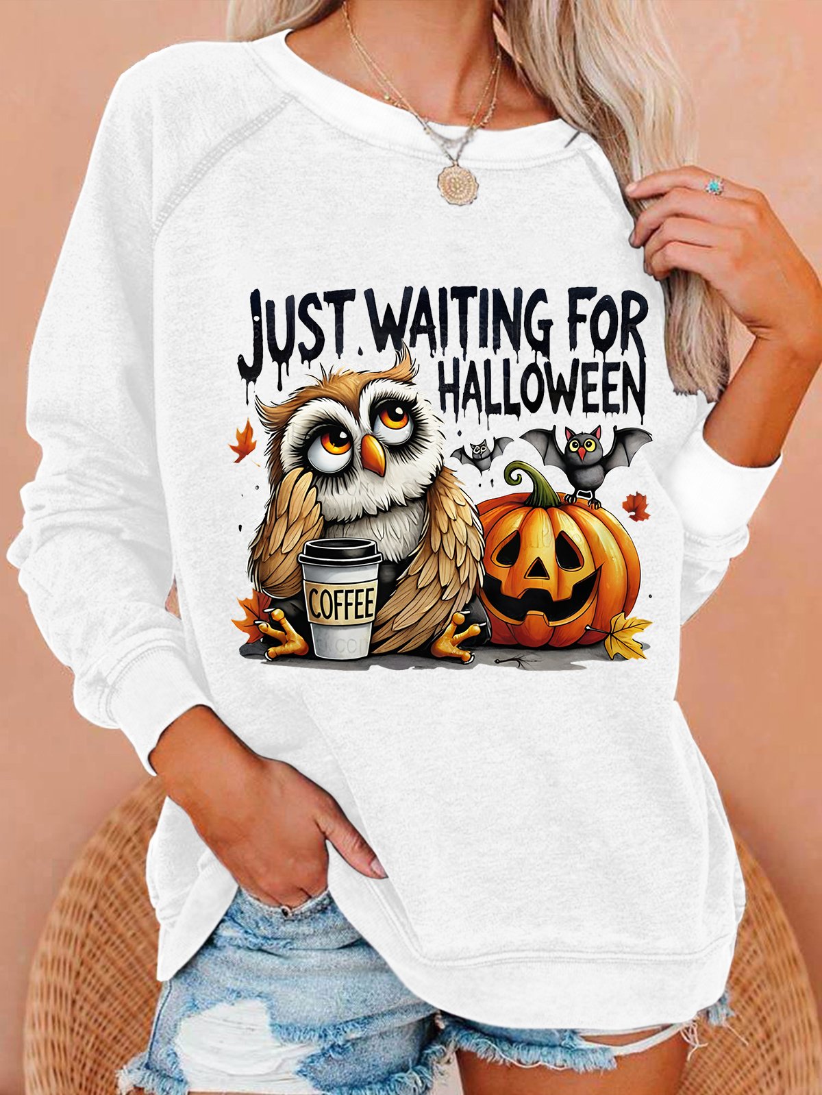 Halloween Owl Coffee Casual Sweatshirt