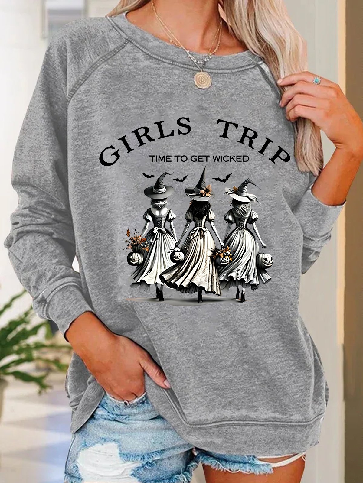 unny Halloween Witch Girls Trip Time To Get Wicked Casual Sweatshirt